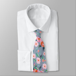 Gravata Casamento com Rosa de Padrão de Cor de Água Azul, 