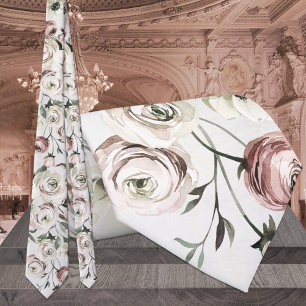 Gravata Casamento com Vinha Ranunculus Branca e Rosa