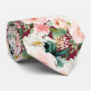 Gravata Casamento de Borgonha Cinzenta com Rosas Rosa Blus