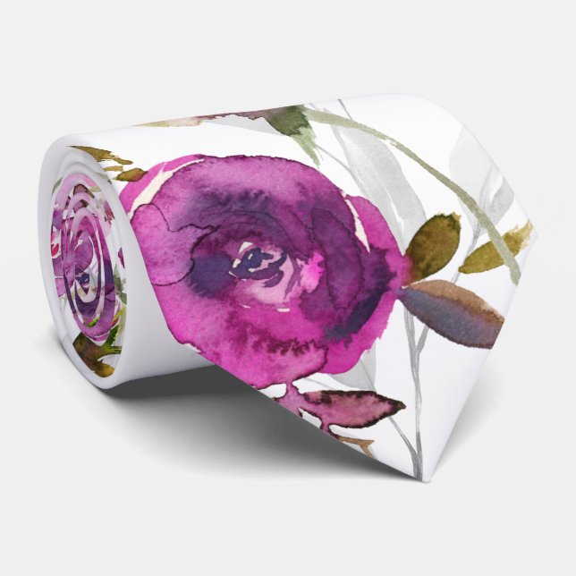 Gravata Casamento de Cinza de Pênia Violeta Rosa (Rolled)