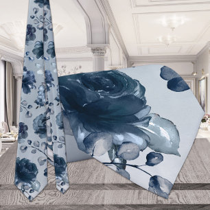 Gravata Casamento de Cinzas marinhos de Pêonias Azuis Dust