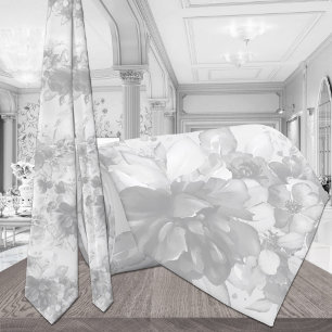 Gravata Casamento De Cinzas Pálidas Em Cascata Branca