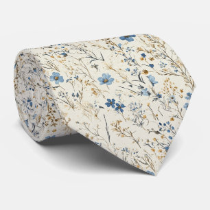 Gravata Casamento de Creme & Cornflower Wildflower