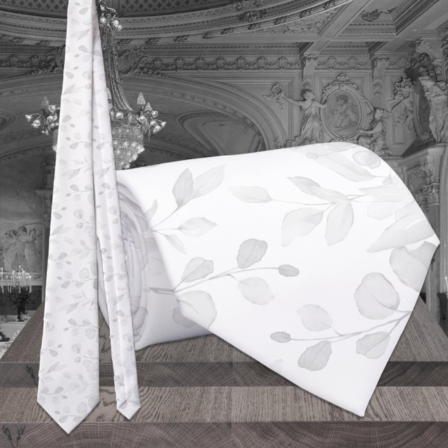 Gravata Casamento de Eucalipto Branca Sobre Branco Quase I (Criador carregado)