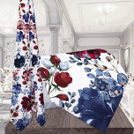 Gravata Casamento de Marinho de Burgundy Poppy & Peony Gar<br><div class="desc">Uma gravata pintada de cor d'água de luxo com marinho azul e papoilas e peônias burguesas em um belo jardim. Esta gravata floral de marinho azul e burgundy é adequada para qualquer ocasião.</div>