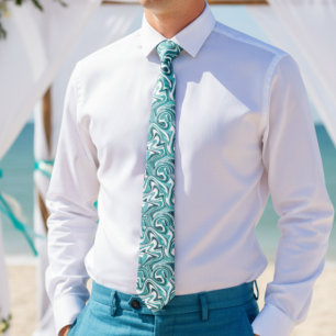 Gravata Casamento de mármore teal