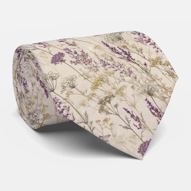 Gravata Casamento de ouros de flores botânicas (Rolled)