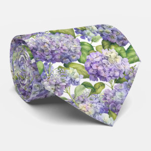 Gravata Casamento de Padrão Floral de Hydrangea Roxo Eleg