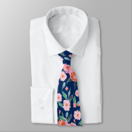 Gravata Casamento de Rosa de Padrão de Cor de Água Azul, M