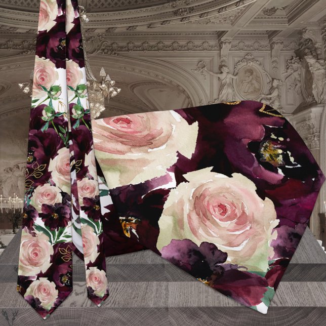 Gravata Casamento de Rosas Bordéus Desdemona com Blush Esm (Criador carregado)