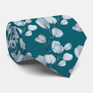 Gravata Casamento de Teal Dusty Blue Eucalyptus