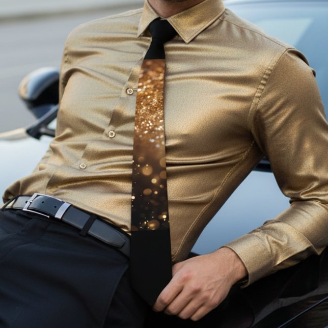 Gravata Casamento do Chic gold ombre sparkle (Criador carregado)