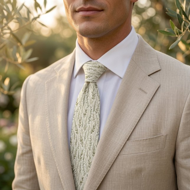 Gravata Casamento Elegante com Galho de Oliveira & Eucalip (Criador carregado)