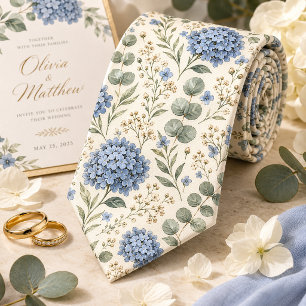 Gravata Casamento Elegante com Hortênsia e Eucalipto