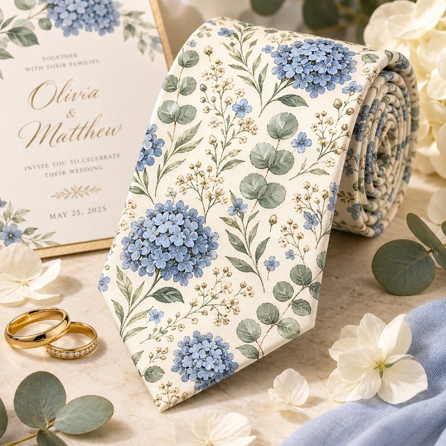 Gravata Casamento Elegante com Hortênsia e Eucalipto (Criador carregado)