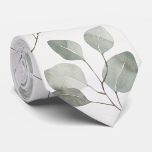 Gravata Casamento Elegante Ecru Eucalipto Dólar de Prata