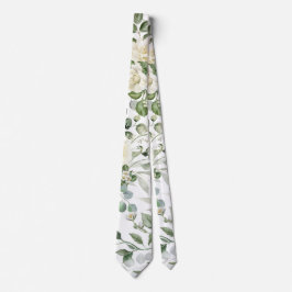 Gravata Casamento Elegante Floral Branco Vintage