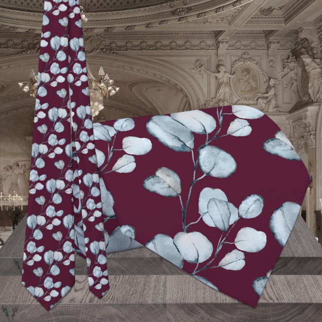 Gravata Casamento Eucalyptus Azul com Raspberry Red Dusty (Criador carregado)