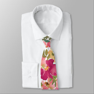 Gravata Casamento Floral Aquarela Rosa Amarelo Pêssego
