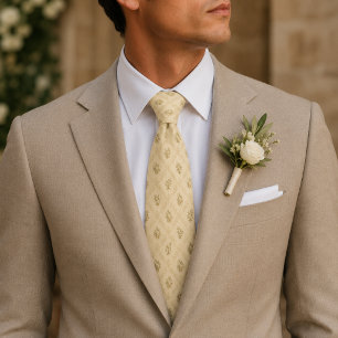 Gravata Casamento Floral Bege Elegante