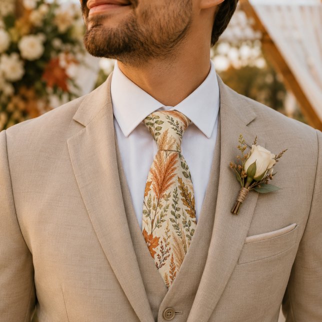 Gravata Casamento Floral Boho Outono com Grama Pampas Botâ (Criador carregado)