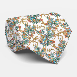 Gravata Casamento Floral Dourado Barroco Elegante