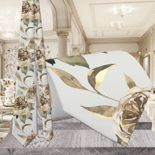 Gravata Casamento Floral Dourado & Greenery