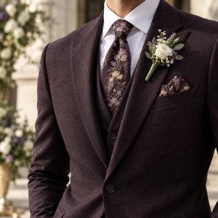 Gravata Casamento Floral Roxo Elegante com Íris e Wistéria