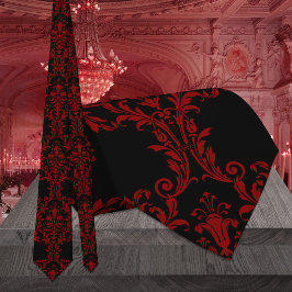 Gravata Casamento Gothic Red Acanthus Leaf