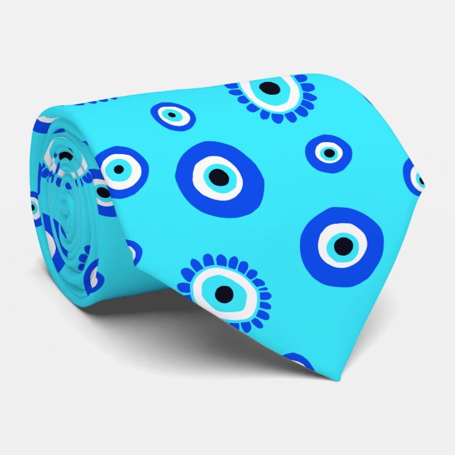 Gravata Casamento Grego Aqua Blue Eye Talisman (Rolled)
