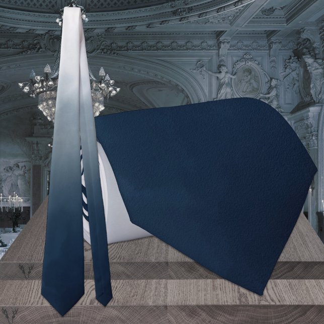 Gravata Casamento Monocromático de Azul Naval a Azul Empoe (Criador carregado)
