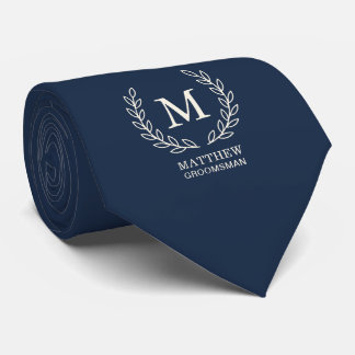 Gravata Casamento Monograma Elegante Azul Marinho para Pad