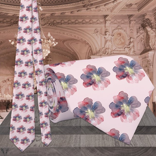 Gravata Casamento Pintado De Cor Rosa E Marinho (Criador carregado)