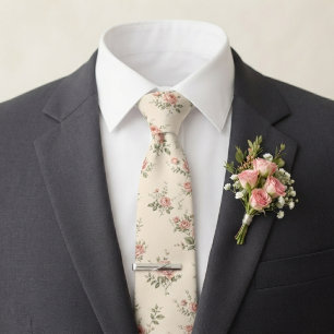 Gravata Casamento Rosa Bege e Verde Sálvia