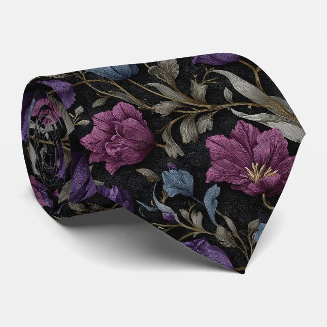 Gravata Casamento Rosa Roxa da Meia-Noite (Rolled)