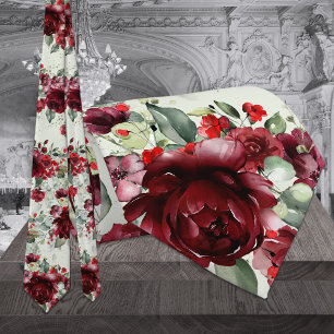 Gravata Casamento Verde Burgundy Peony Silver Greenery Sag