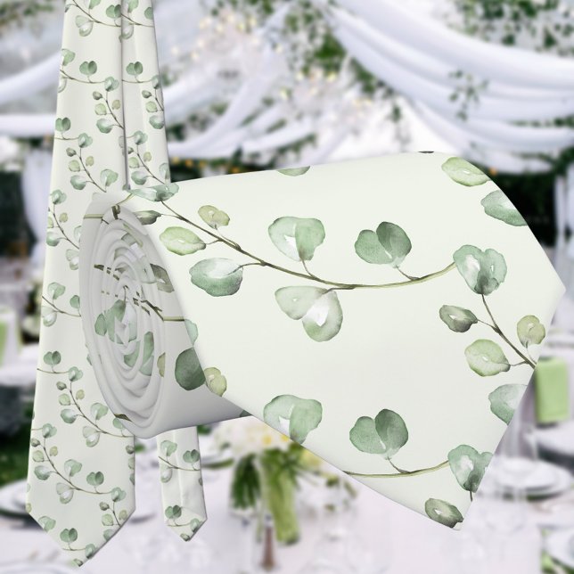 Gravata Casamento Verde Eucalyptus Greenery Vine Sage (Criador carregado)