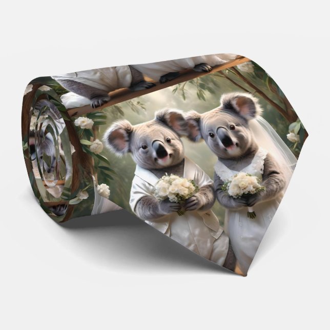 Gravata Casamento White Australiano Koala Bear (Rolled)