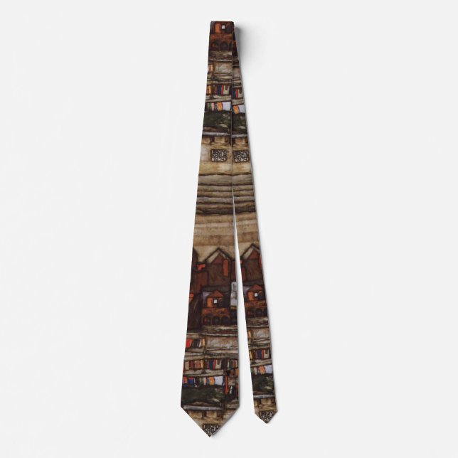 Gravata Casas com Roupa por Egon Schiele (Frente)