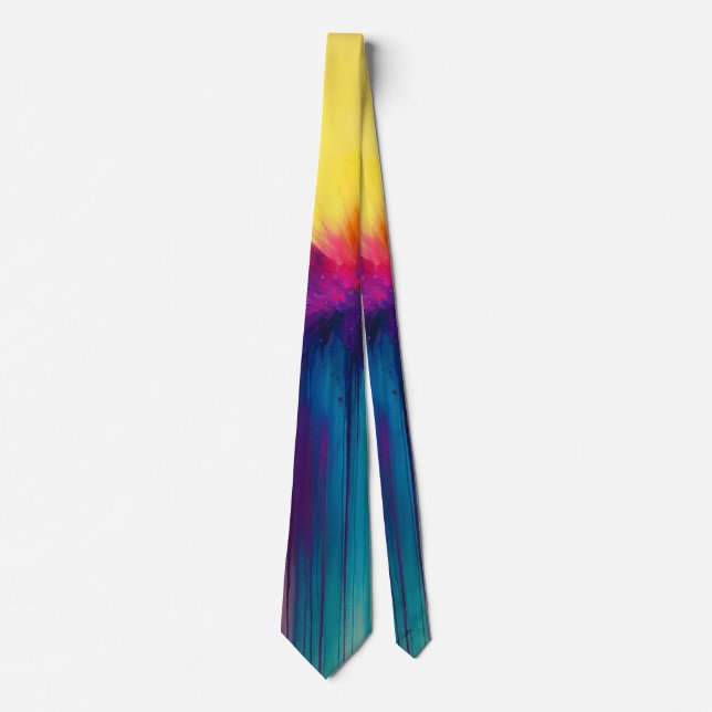 Gravata Cascata Colorburst Explosão Abstrata (Frente)