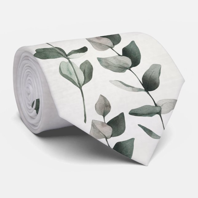 Gravata Caules e Folhas de Eucalipto Verde Casamento (Rolled)