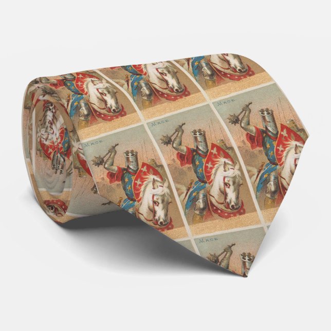 Gravata Cavaleiro Vintage com Ilustração Mace (1887) (Rolled)