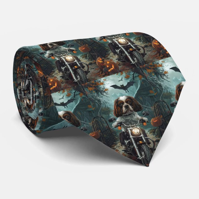 Gravata Cavalier King Charles Spaniel Halloween Assustador (Rolled)