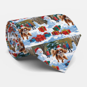 Gravata Cavalier King Charles Spaniel na Neve com Natal