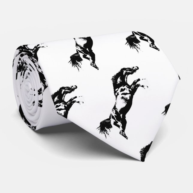 Gravata Cavalo Branco Negro Rastreando (Rolled)