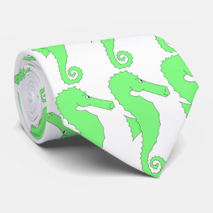 Gravata Cavalo marinho verde no branco