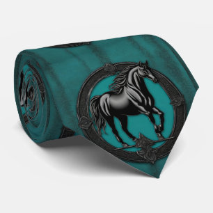 Gravata Cavalo Negro Teal Equestre do País Ocidental
