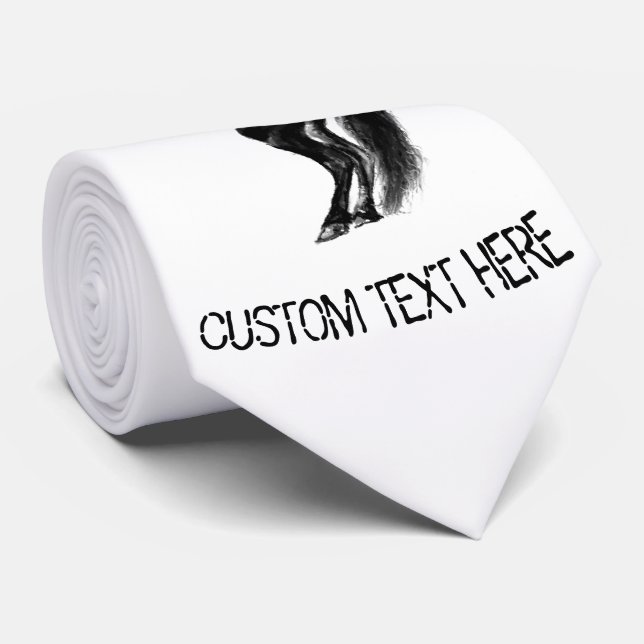 Gravata Cavalo selvagem preto-e-fundo - Desenho preto e br (Rolled)