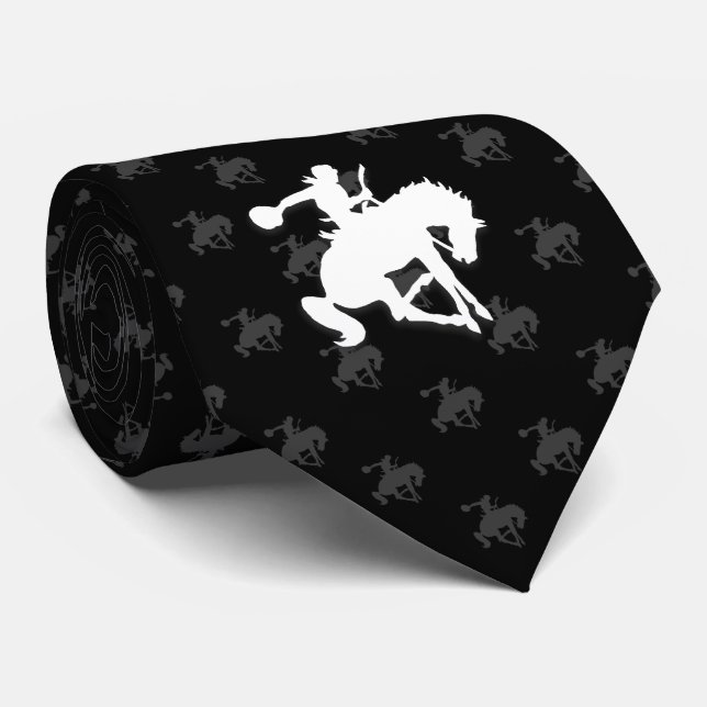 Gravata Cavalos de Rodeo | Preto (Rolled)