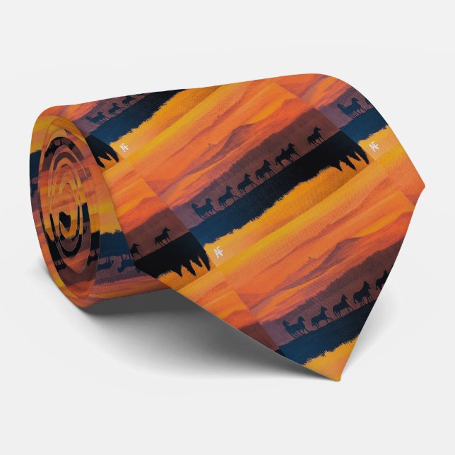 Gravata Cavalos Selvagens de Montana pintando por Alfred F (Rolled)